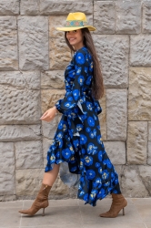 LaBalancia Sukienka "ANNA" długa - Blue Flowers (5907378503902)