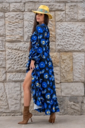 LaBalancia Sukienka "ANNA" długa - Blue Flowers (5907378503902)